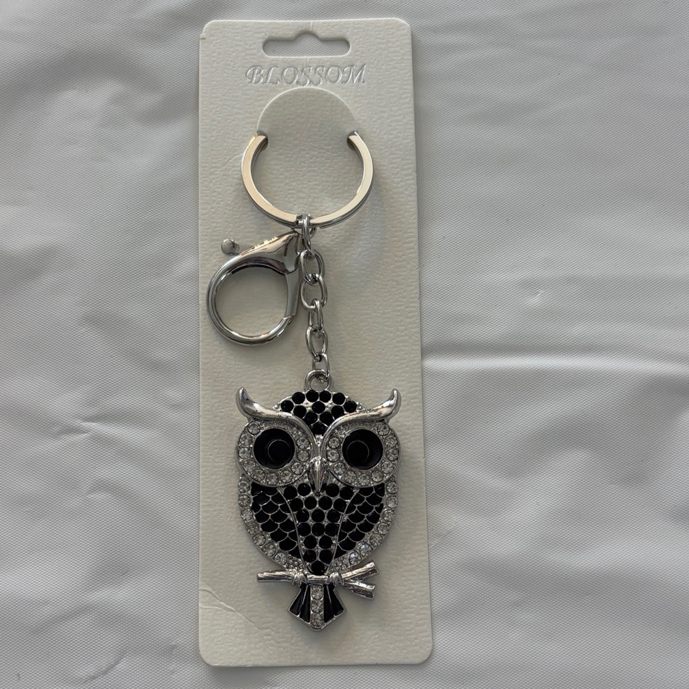 Black and Silver Owl Keychain/Bag Charm